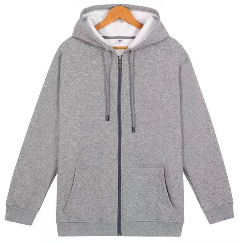 Мужская весенне-осенняя толстовка с капюшоном и карманами на молнии большие