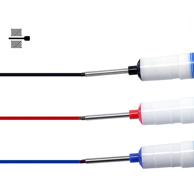 

Long Head Markers Bathroom Woodworking Decoration Multi-purpose Deep Hole Marker Pens Pen Red/Black/Blue Ink Nib Marker Pen