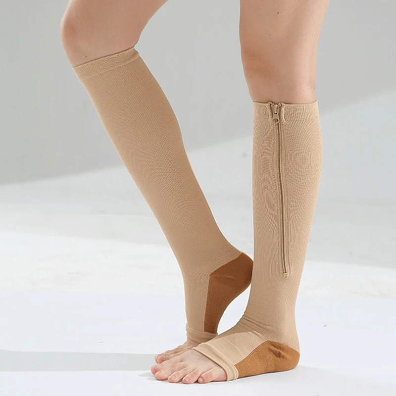 

Sport Zipper Open Toe Compression Socks Prevent Varicose Shaping Stockings Sleeping Unisex Slimming Pressure Socks Stretch Socks