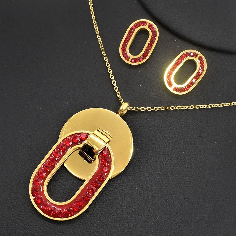 AMUMIU Женские Ювелирные наборы кристалл красный роскошный свадебный нигерийский