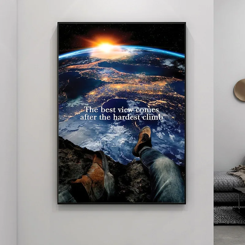 

Motivational Words Earth Canvas Painting Modern Inspirational Landscape Poster Prints Wall Art Picture for Room Home Decoration