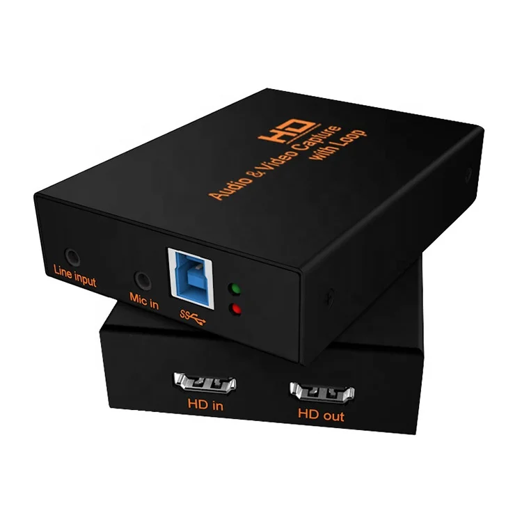 

HD MI To Micro USB 3.0 1080P 4K Gaming Video Capture Device Converter With Loop Out Audio Line In