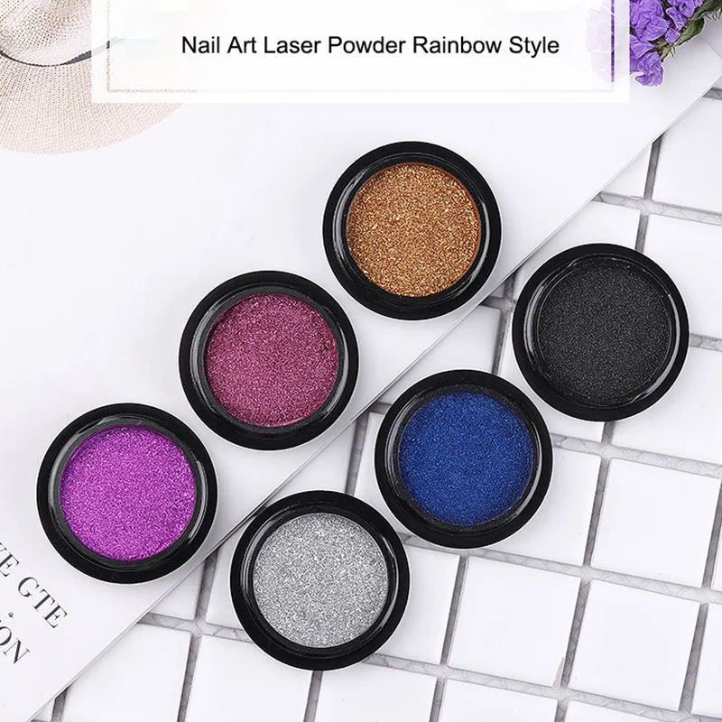 1 шт. зеркальная пудра для дизайна ногтей 6 цветов Радужный лазерный порошок с
