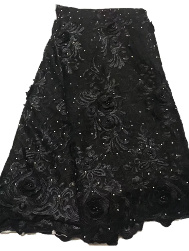 Super high quality 5yards sewing lace fabric with beads DIY evening dress french tulle designs women wedding party dresses |