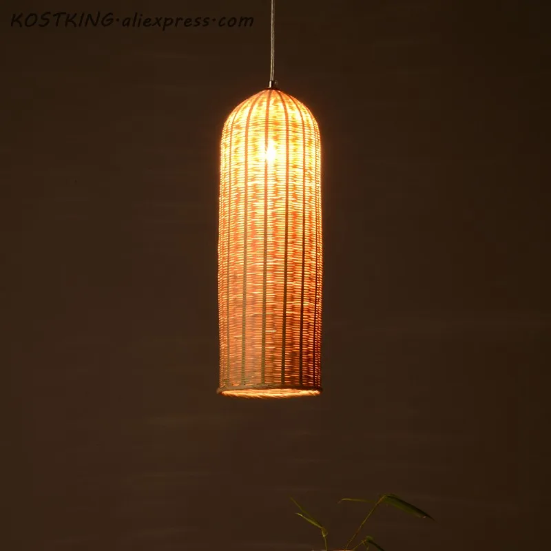 Бамбуковая плетеная корзина из ротанга ручной работы длинный абажур фотолампа