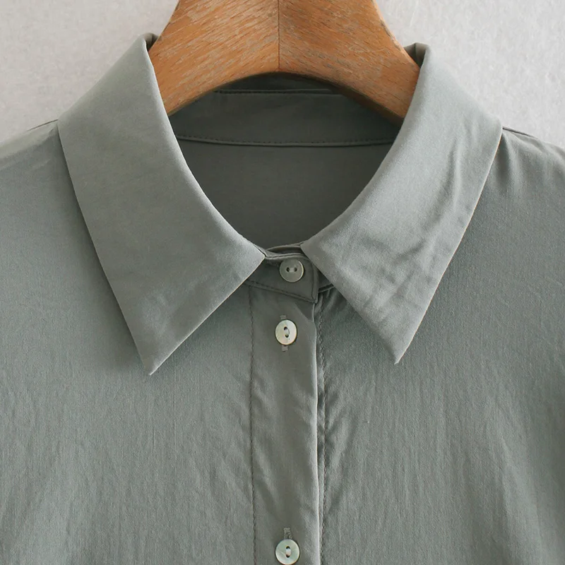 Темно-серая рубашка Женский мешковатый Топ с длинным рукавом Повседневная