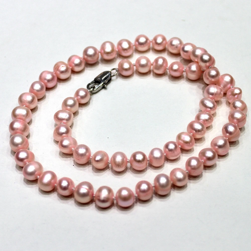 

Pink Potato shaped Freshwater Pearl Necklace 7.5-8mm 18INCH