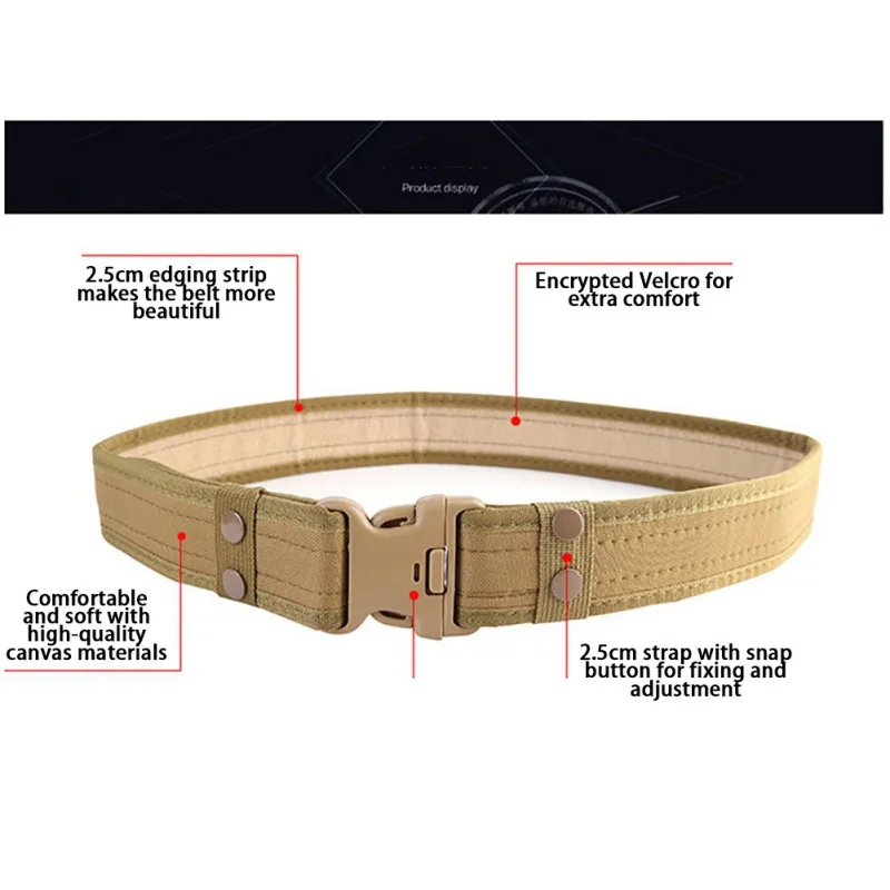 CAMO-085 # Camouflage Tactical Belt Security Training Nylon Canvas Outer Men's 5 Colors Khaki | Спорт и развлечения