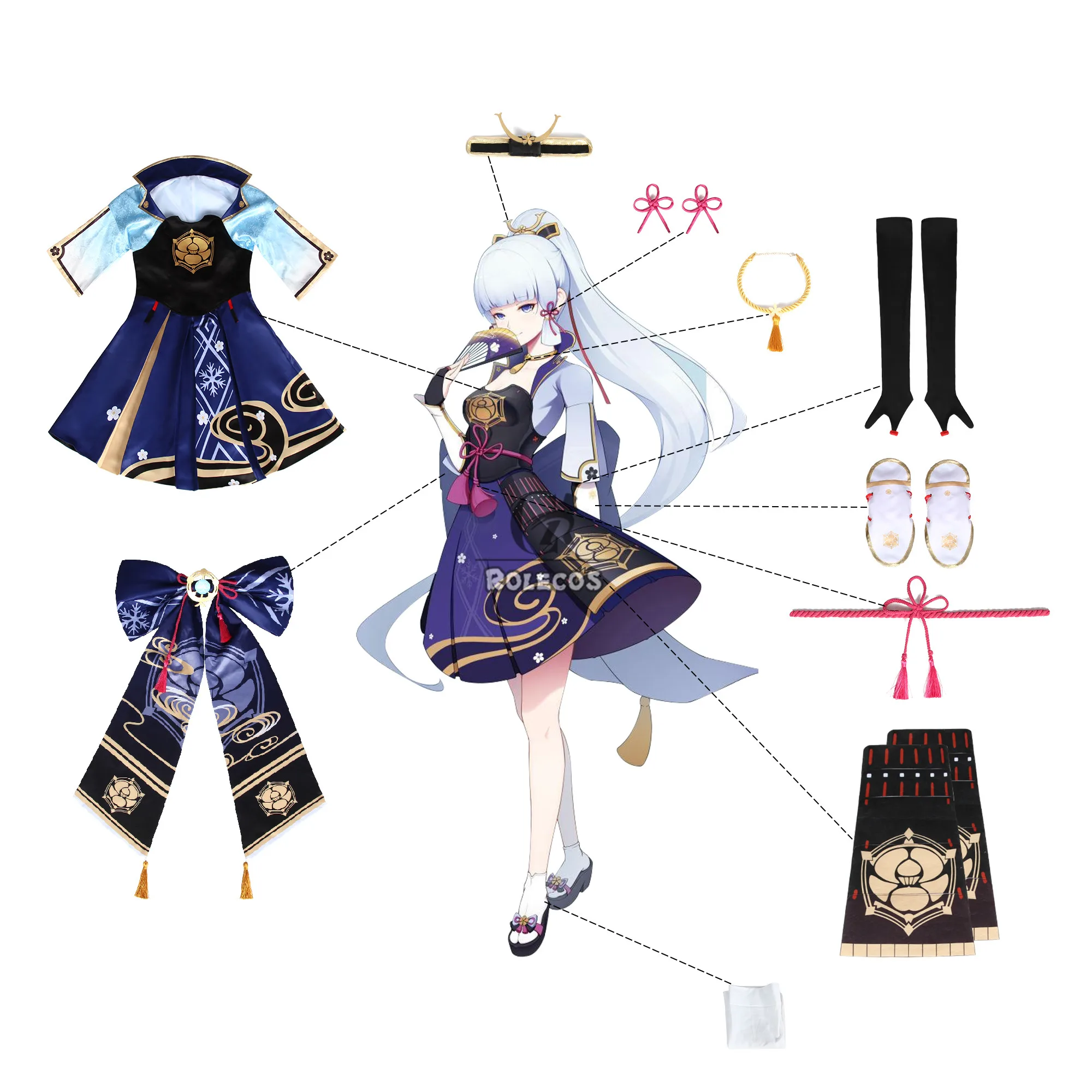 ROLECOS Genshin Impact Kamisato Ayaka костюм для косплея из игры наряд женщин вечерние