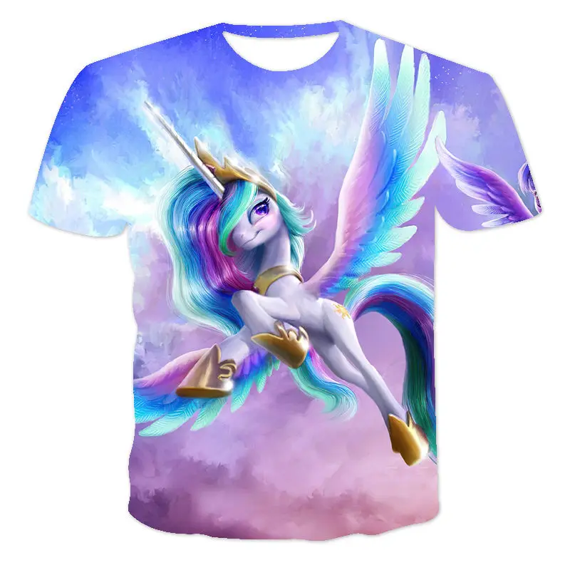 

Spring/Summer Men'S Cartoon Unicorn T-Shirt 3D Printing Shirt Animal Print T-Shirt Cute Pattern Top Men/Women Cute T-Shirt