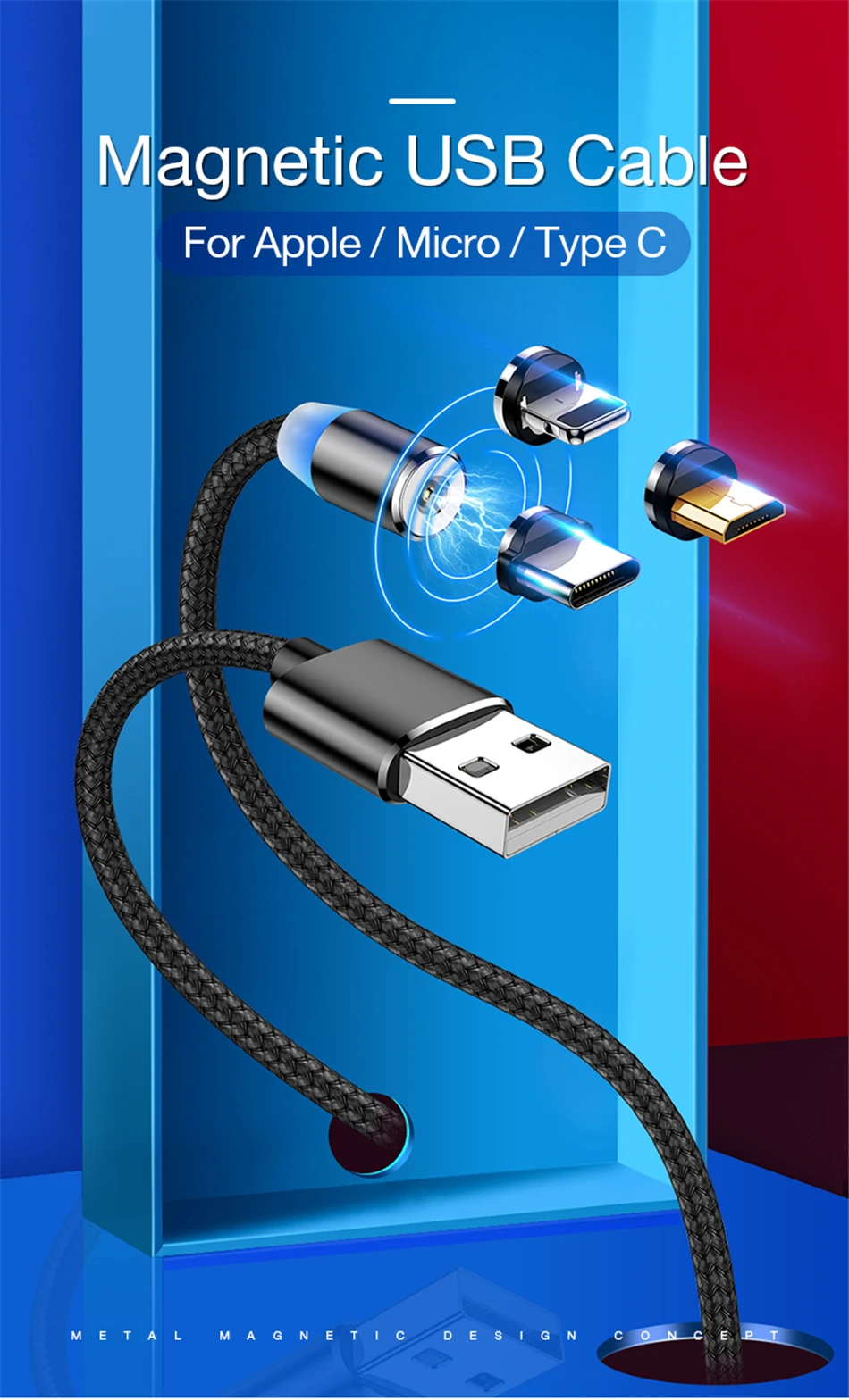 Магнитный светодиодный кабель MADATA Micro usb type C, магнитный usb-кабель для зарядки iPhone 11X7 8 XS Max XR huawei samsung xiaomi LG