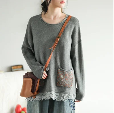 Осенний свитер Женский вязаный модный Свободный пуловер новинка 2019 женские топы