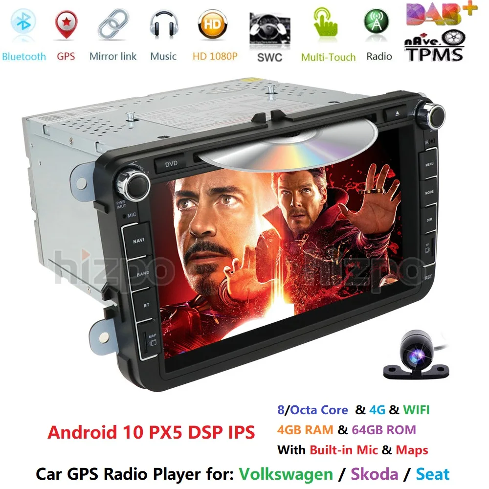 OctaCore двойной 2Din Android10.0 автомобильный dvd плеер радио для VW passat b6 b5 cc skoda octavia 2 Polo Golf 5
