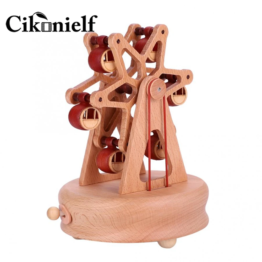 Cikonielf винтажная деревянная музыкальная шкатулка с водяным колесом пластиковая