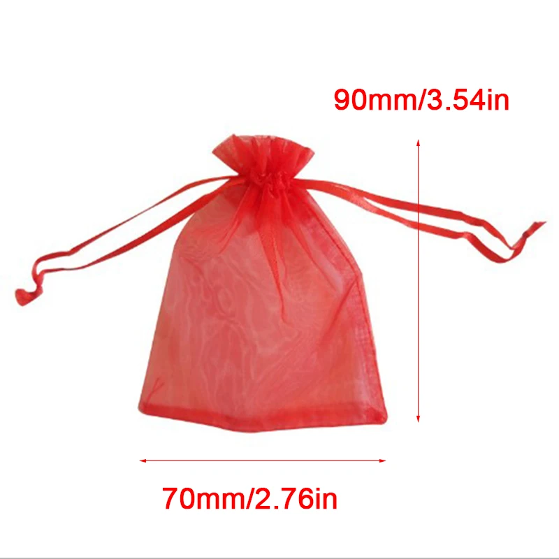 100Pcs/lot Organza Bag Jewelry Tulle Drawstring Bag Jewelry Packaging Display & Jewelry Pouches Wedding Gift images - 6