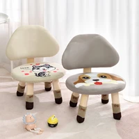 wooden stool small solid wood stool with small bench backrest for children short stool for home door shoe change furniture with backing round wooden stool cartoon