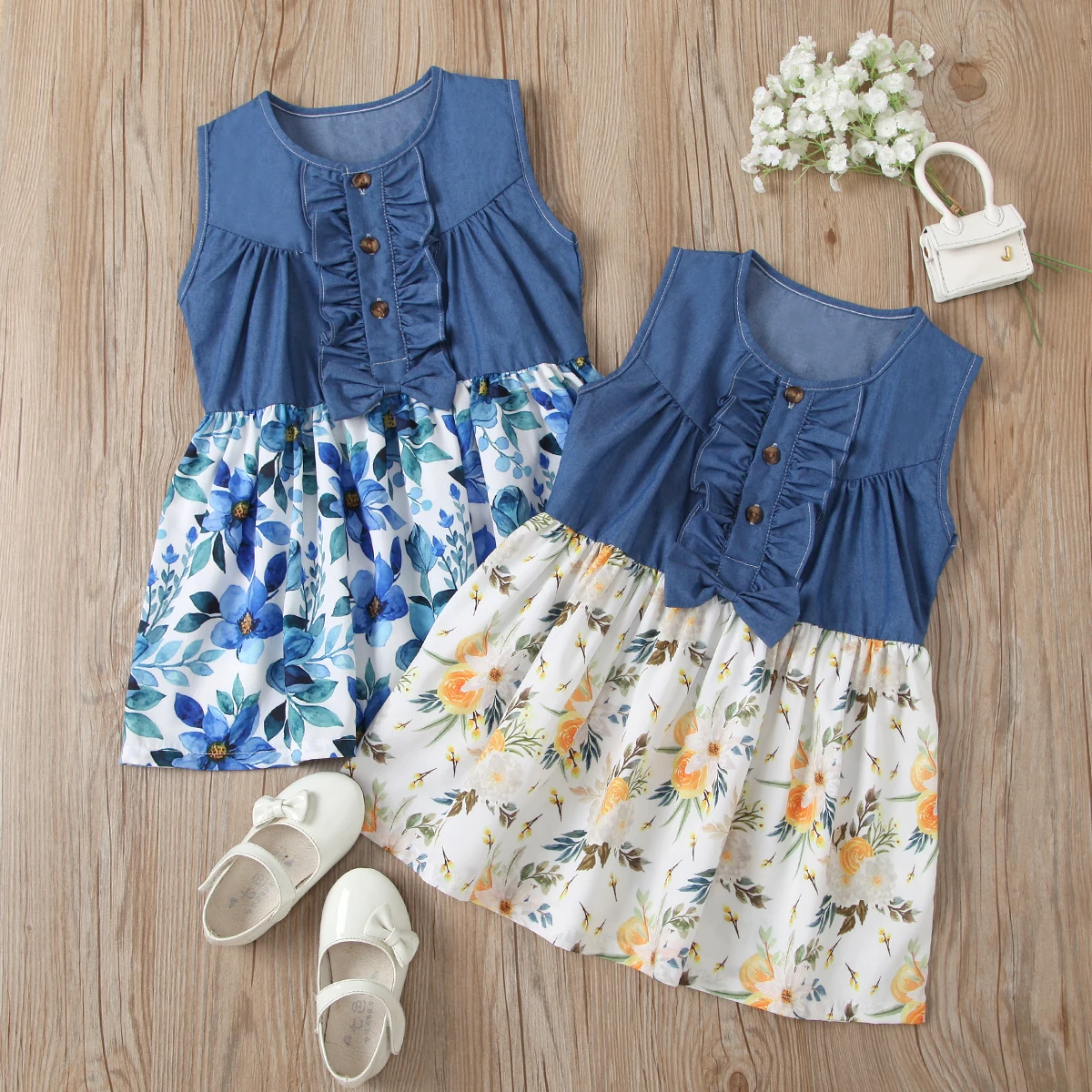 

Платье lioraitiin с цветочным рисунком для маленьких девочек от 0 до 4 лет, с круглым вырезом, без рукавов, с оборками на груди, летняя юбка для отды...