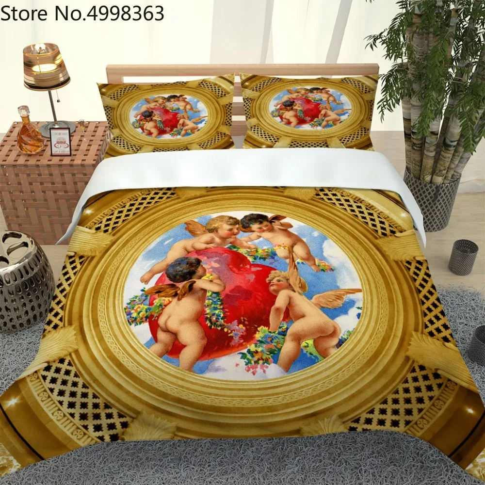 Комплект постельного белья с 3D ангелом Золотое роскошное покрывало для кровати