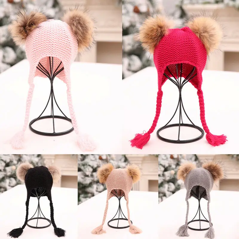 Модные детские зимние теплые шапки-бини для маленьких мальчиков и девочек милые