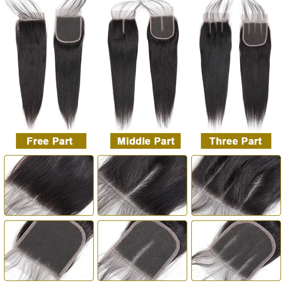 Uneed перуанские прямые волосы Кружева Закрытие 100% Remy человеческие закрытие 4x4