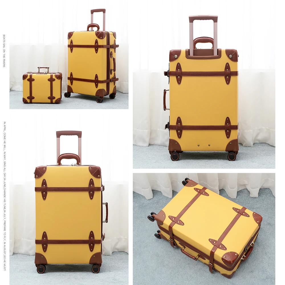 Винтажный багаж набор носить на милый чемодан с прокатки Спиннер колеса TSA