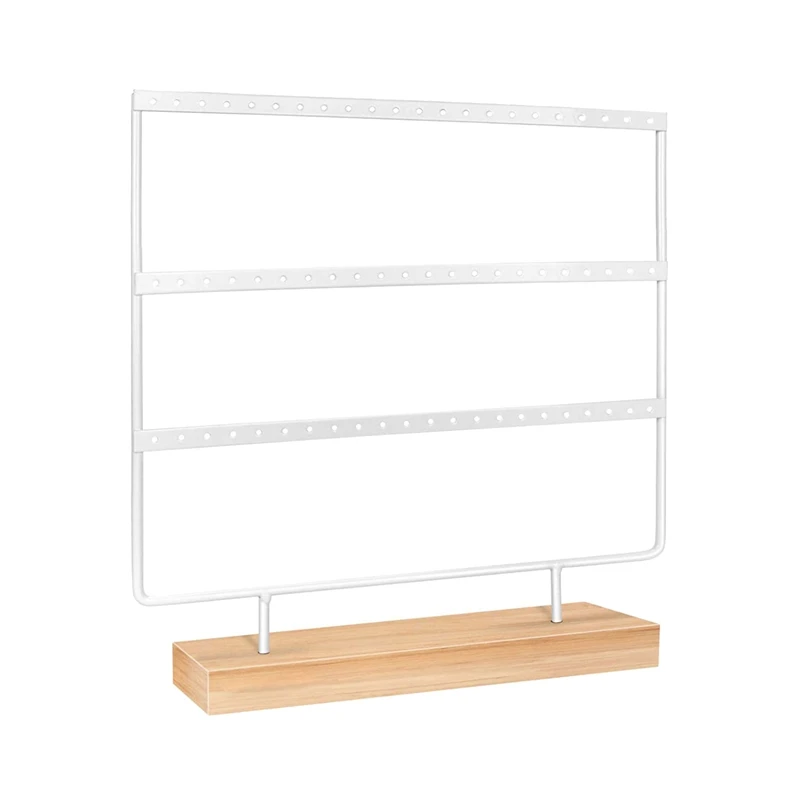 

66-Hole 3-Layer Earring Storage Box with Bracket, Earring Holder, Gift Box, Wooden Jewelry Rack/Earring Tray