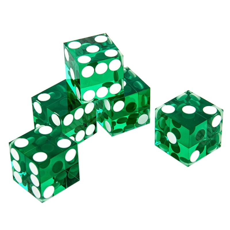 

5pcs High-grade Acrylic Transparent Dice D6 19mm Casino Dice with Razor Edges X3UA