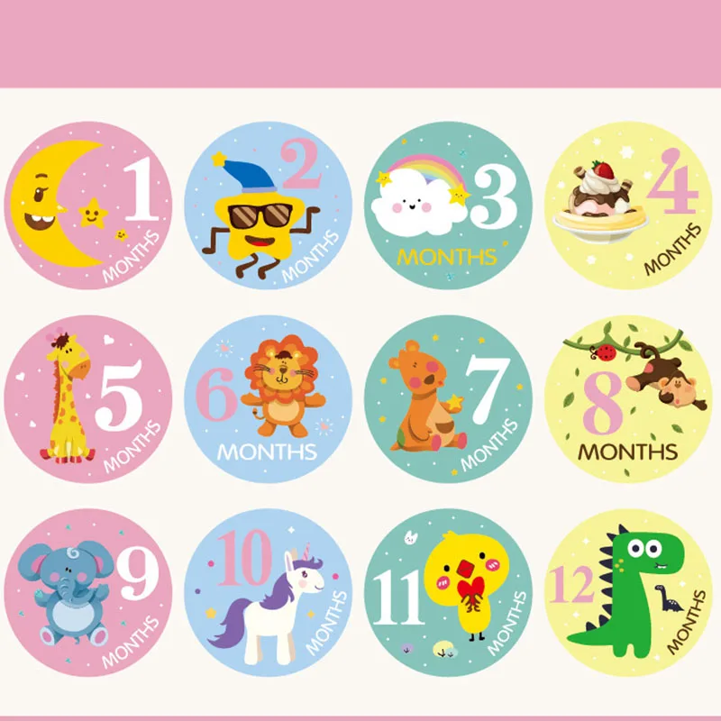 12 шт./компл. 10x10 см Детские стикеры по месяцам веха самоклеющаяся Наклейка