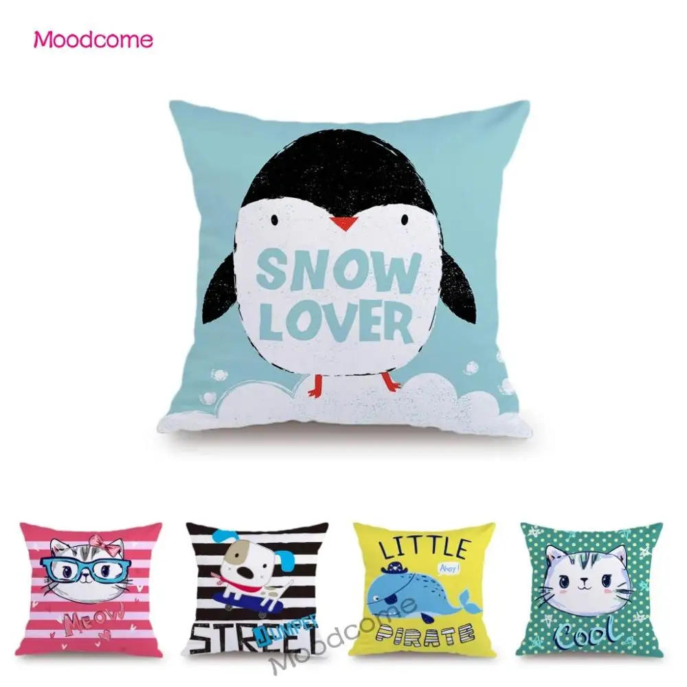 Милый мультяшный Детский рисунок Пингвин Собака Лев животные искусство дома