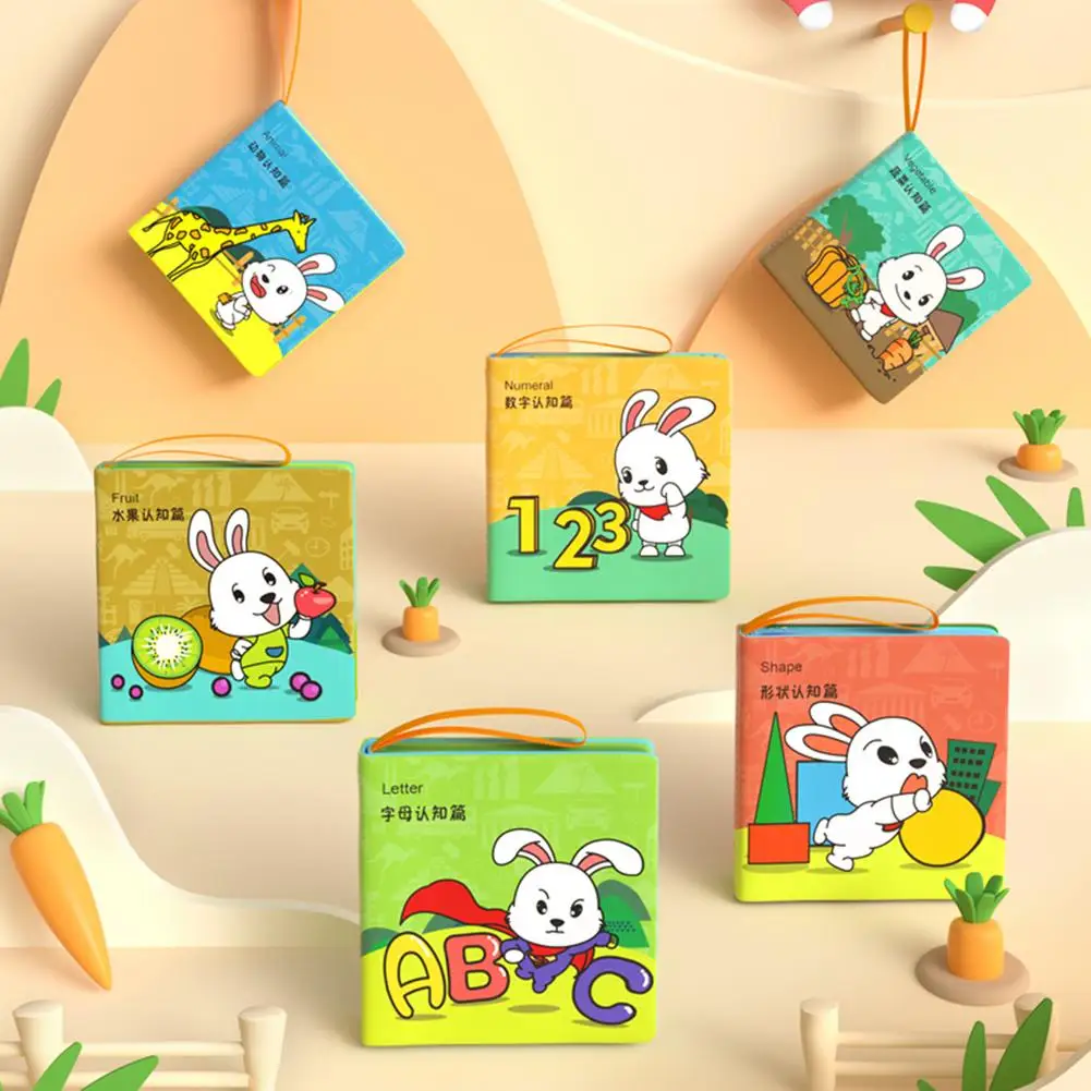

Kids Books Cartoon Soft Learning Cloth Book Durable Sound Numbers Letters Food Puzzle Cloth Book Early Educational Booklet Toy