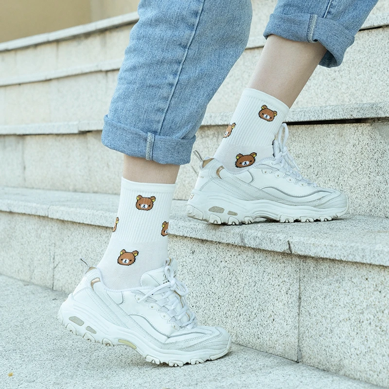 

3 пары, женские хлопковые носки с рисунком медведя