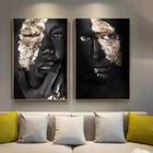 Абстрактная черная Золотая женщина украшение для дома Безрамная картина в скандинавском стиле гостиная спальня Безрамная картина домашний декор