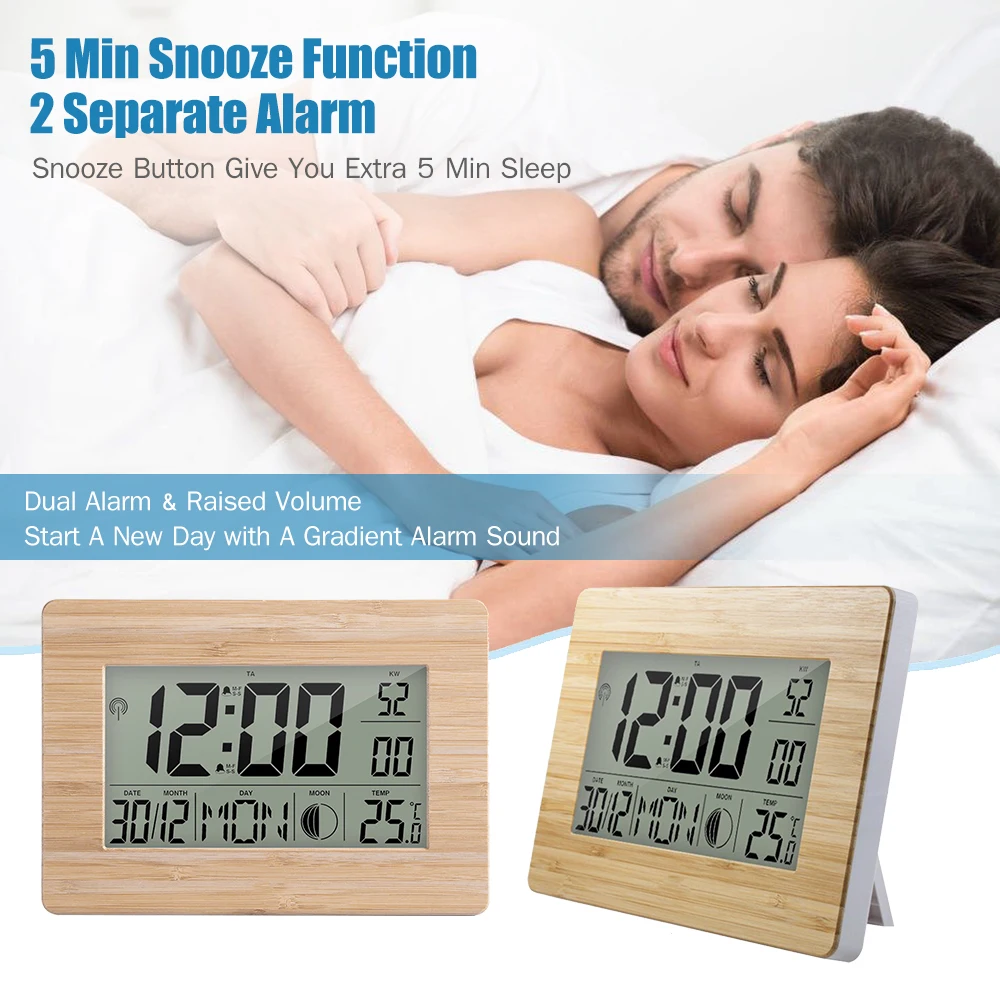 

Alarm clock Atomic Clock Calendar Alarm Day Clock digital clock Dual Alarm Color Temperature Table Clocks with Thermometer
