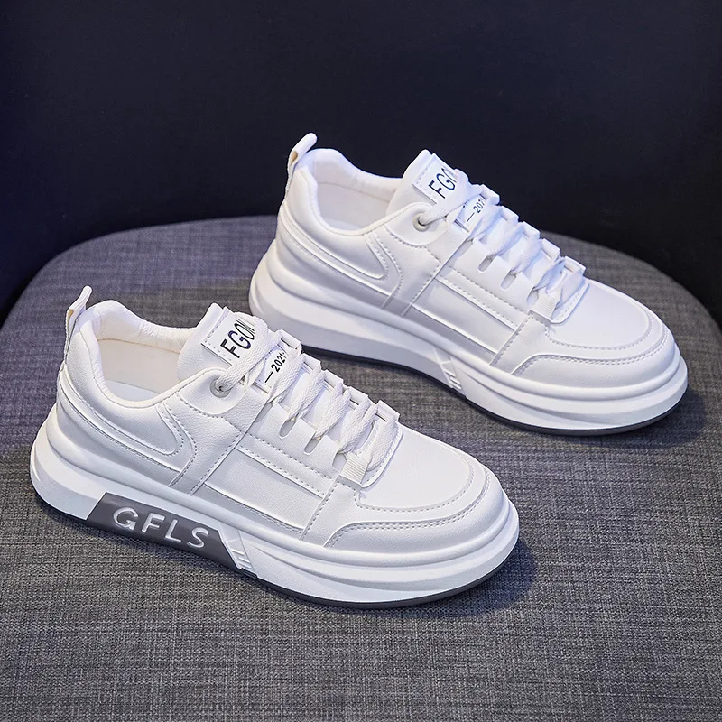 

Women Fashion Sneakers White Platform Sneakers Sport Women Shoes New Spring Casual PU Leather Fashion Lace-Up Female Sneakers
