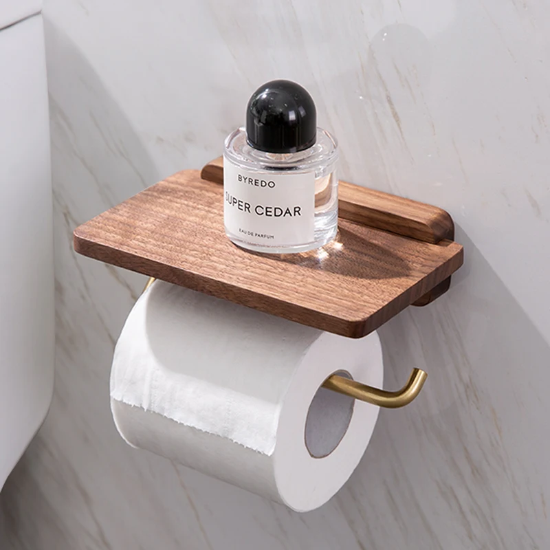 bathroom wood paper holder wall mounted phone rack toilet tissue shelf bathroom accessories acrylic paper towel dispenser free global shipping