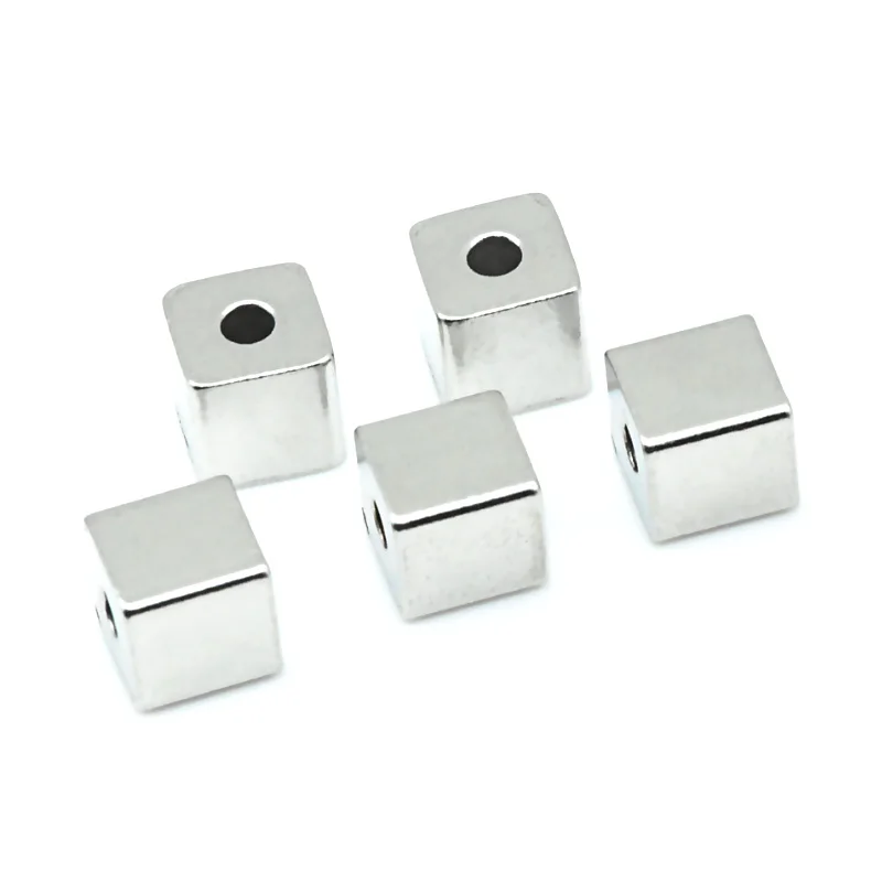 Aiovlo 50 шт./лот 3/4/5/6 мм Hole2mm Нержавеющая сталь кубические бусины-спейсеры Квадратные бусины для самостоятельного изготовления браслетов материал для изготовления ювелирных изделий
