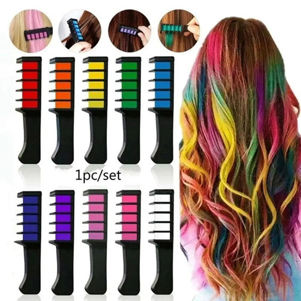 

1PC Color Hair Chalk Comb Non-toxic Hair Chalk Comb Temporary Hair DYE Color Soft Pastels Salon Disposable DIY Hair-Dying Ho