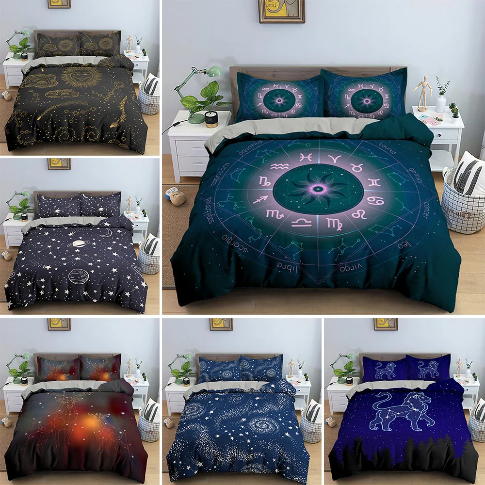 

Star Constellation Bedding Set High Quality 2/3PCS Space Galaxy Duvet Cover Sets Pillowcase soft Twin Single Double Queen King