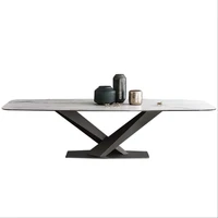 Nordic marble dining table and chair combination modern simple rectangular dining table light luxury household size dining table