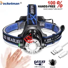 Светодиодный головной фонарь высокой мощности T6L2V6, регулируемый головной фонарь, водонепроницаемый Головной фонарь с USB-зарядкой, Головной фонарь с датчиком освещения