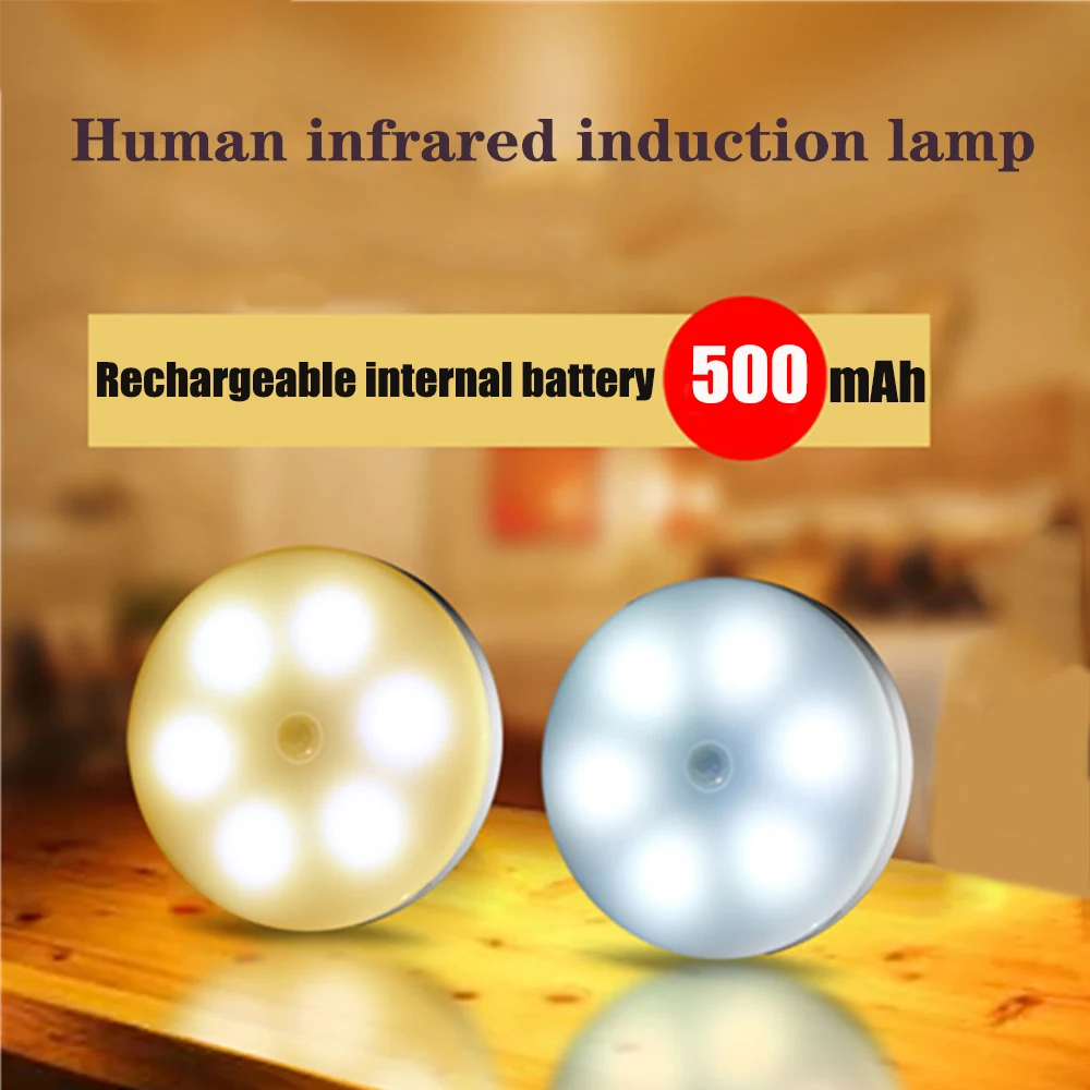 

USB Rechargeable PIR Motion Sensor Activated Smart Wall Lamp Home Decor Cabinet Closet Indoor Lighting Night Light InductionLamp