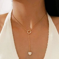 hot new fashion trendy jewelry rhinestone heart pendant charm y lariat necklace gift for women girl x01
