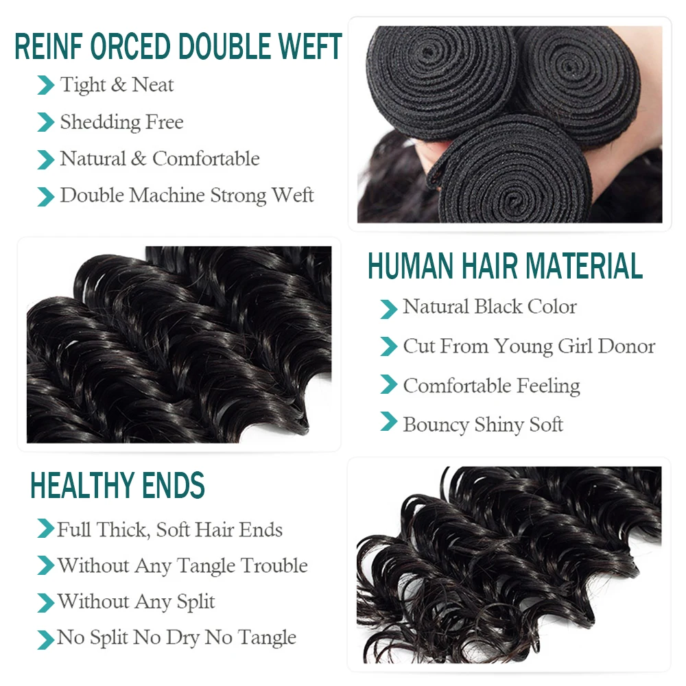 Перуанские пряди с глубокими волнами закрытием 3 Mayfair M не Реми 100% человеческие