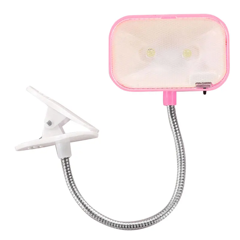 Flexible Bright 2 LED Night Light With Clamp Reading Lamp Retro Rectangle |