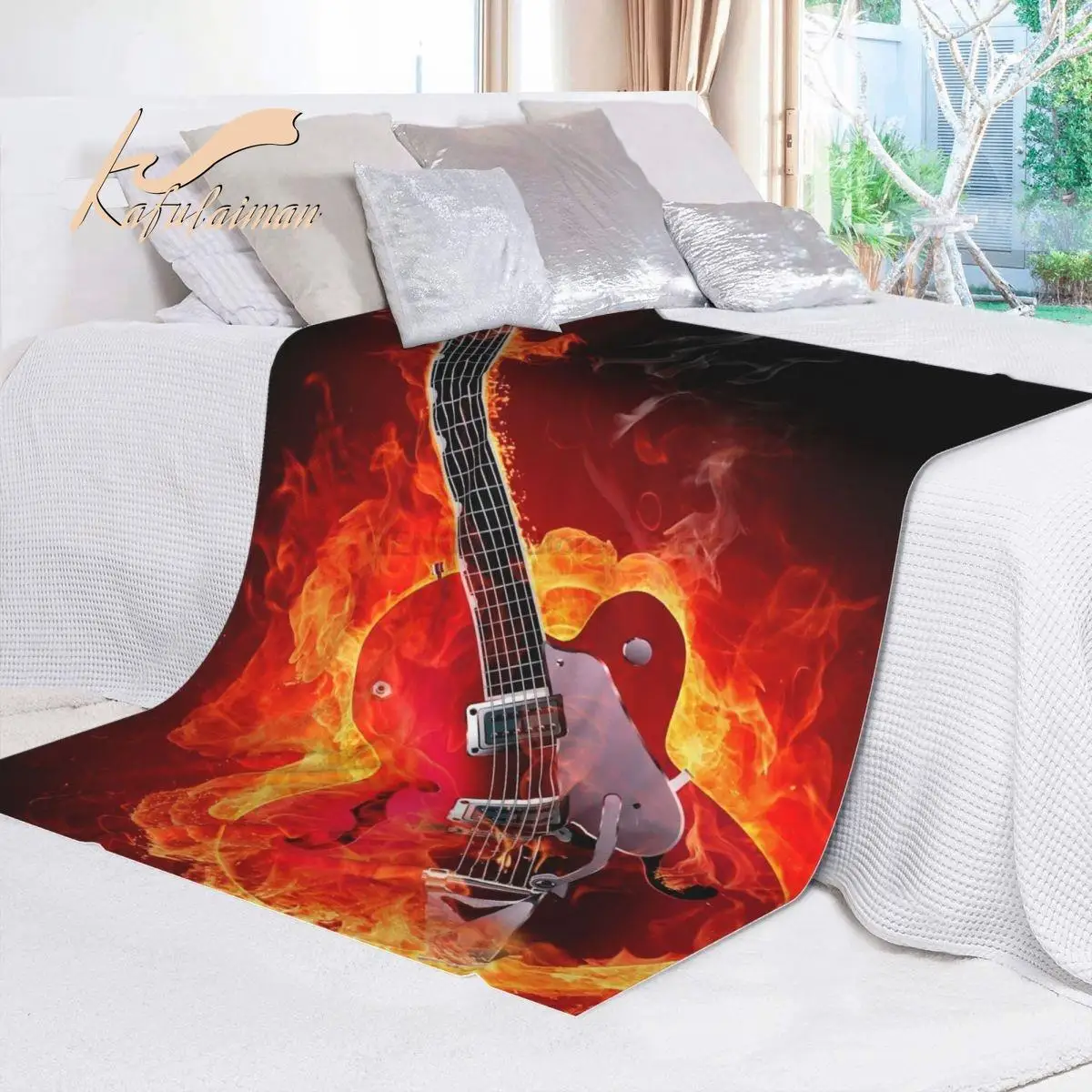 

Bass Gitarre Decke Bett Super Weiche Decke Ästhetischen Fleece Bettdecke Bettwäsche Flanell für Kinder und Erwachsene Schlafzimm