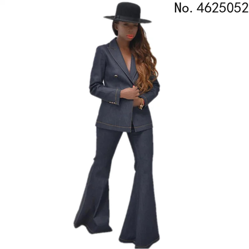 

Комплект Дашики из 2 предметов, Африканский осенне-зимний женский блейзер с длинным рукавом, куртка, повседневные брюки, костюмы, Офисная Же...