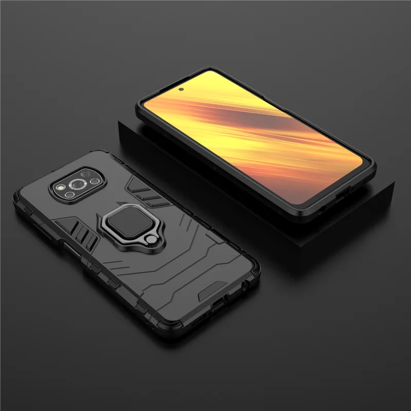 

For Xiaomi POCO X3 NFC F2 Pro Cases Shockproof Armor Case Ring Stand Bumper Phone Back Cover For Xiaomi Pocophone X3 NFC