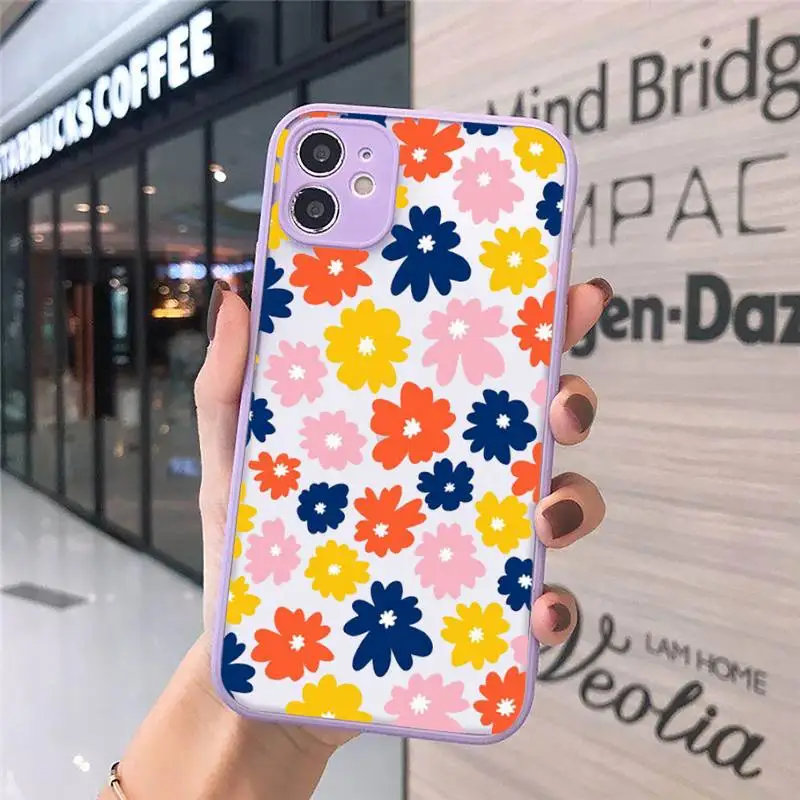 

Summer small daisies art pattern Phone Cases matte transparent For iphone 7 8 11 12 plus mini x xs xr pro max cover
