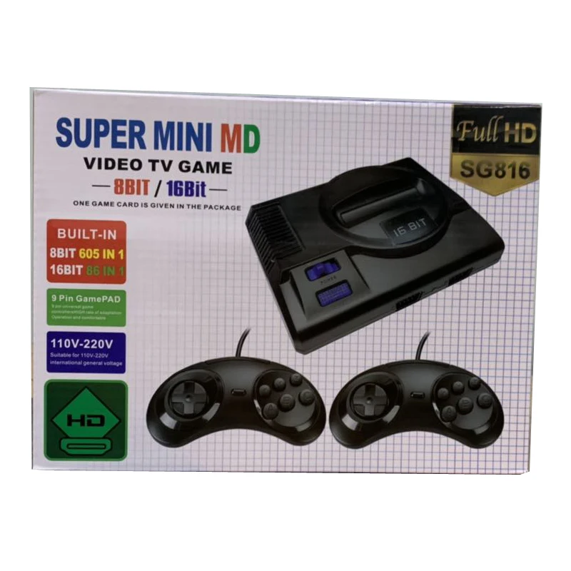 Супер ретро мини ТВ Видео игровая консоль для Sega Mega Drive MD 16 бит 86 игр 8 605 различных