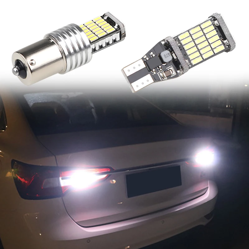 2 x T15 1156 W16W LED Canbus тормозные клиновидные лампы заднего хода 4014 45SMD подсветка